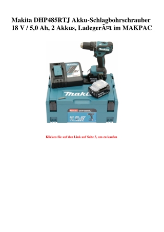 3105 Makita DHP485RTJ Akku-Schlagbohrschrauber 18 V   5 0 Ah  2 Akkus  LadegerÃƒÂ¤t im MAKPAC