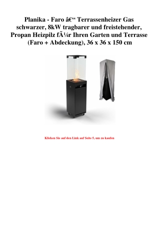6181 Planika - Faro Ã¢Â€Â“ Terrassenheizer Gas schwarzer  8kW tragbarer und freistehender  Propan Heizpi