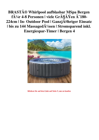 6236 BRASTÃ‚Â® Whirlpool aufblasbar MSpa Bergen fÃƒÂ¼r 4-8 Personen   viele GrÃƒÂ¶ÃƒÂŸen ÃƒÂ˜180-224cm