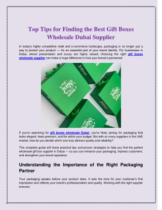 Top Tips for Finding the Best Gift Boxes Wholesale Dubai Supplier