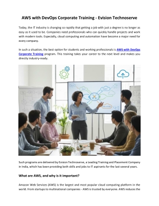 AWS with DevOps Corporate Training - Evision Technoserve