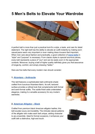 5 Men’s Belts to Elevate Your Wardrobe