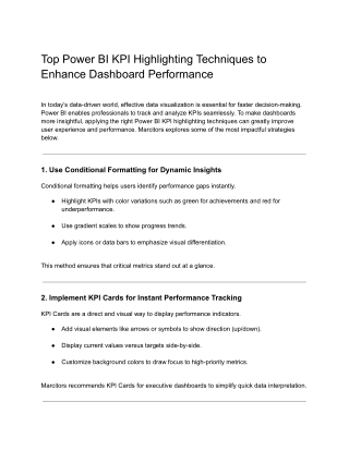 Top Power BI KPI Highlighting Techniques to Enhance Dashboard Performance
