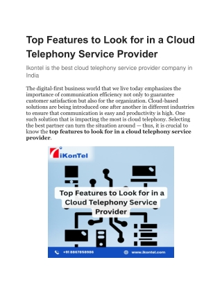 Top Features to Look for in a Cloud Telephony Service Provider