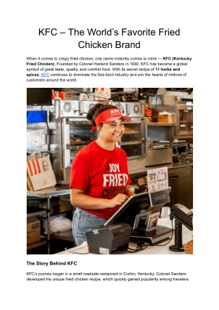 KFC – The World’s Favorite Fried Chicken Brand