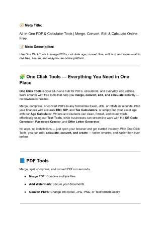 All-in-One PDF & Calculator Tools | Merge, Convert, Edit & Calculate Online Free