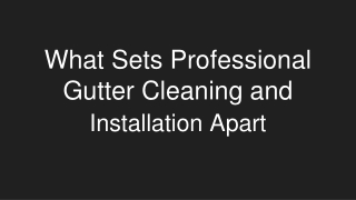 What Sets Professional Gutter Cleaning and Installation Apart