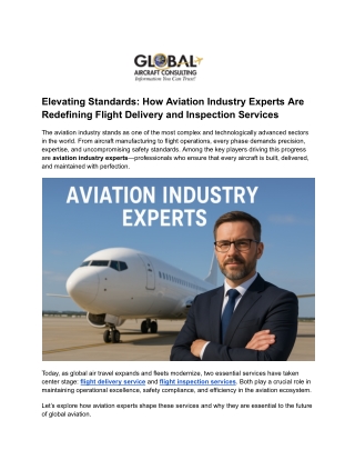 Aviation Industry Experts | Professional Aircraft Operations & Consulting