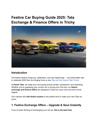 Festive Car Buying Guide 2025_ Tata Exchange & Finance Offers in Trichy