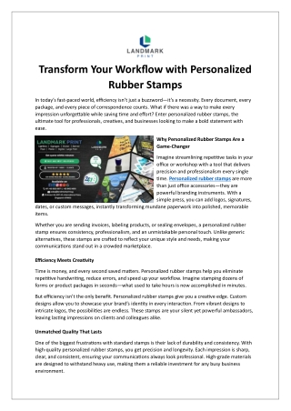 Transform Your Workflow with Personalized Rubber Stamps