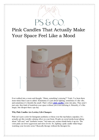 Pink Candles – Elegant Hand-Poured Soy Candles | Pinkyswear & Co.