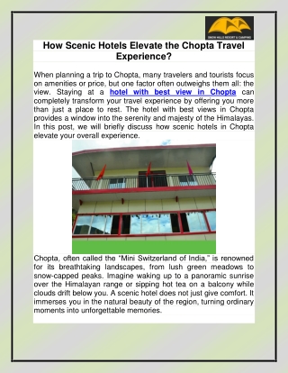 Hotel with best view in Chopta