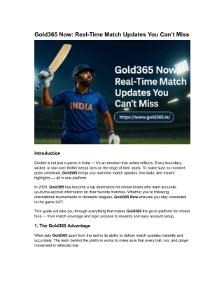 Gold365 Now Real-Time Match Updates You Can’t Miss