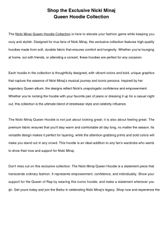 Shop the Exclusive Nicki Minaj Queen Hoodie Collection