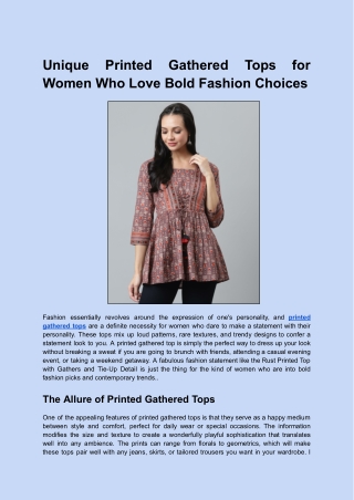 Unique Printed Gathered Tops for Women Who Love Bold Fashion Choices