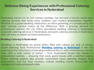 Delicious Dining Experiences with Professional Catering Services in Hyderabad