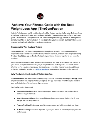 _Achieve Your Fitness Goals with the Best Weight Loss App _ TheGymFaction