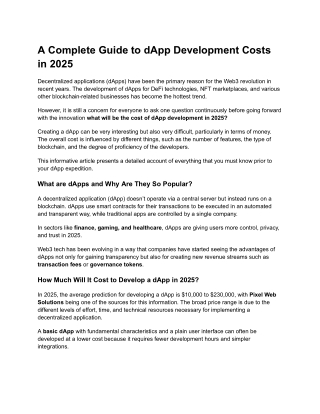 A Complete Guide to dApp Development Costs in 2025