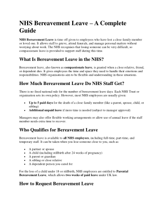 NHS Bereavement Leave 2025/26