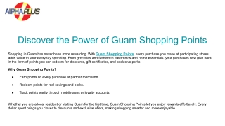 Earn Rewards with Guam Shopping & Dine Points Program
