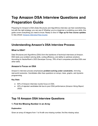 Top Amazon DSA Interview Questions and Preparation Guide