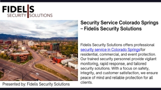 Security Service Colorado Springs – Fidelis Security Solutions