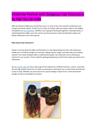 Celebrate Festivalwith Gorgeous Hair Extensions by Hair You Go India