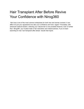 Hair Transplant After Before Revive Your Confidence with Nirog360