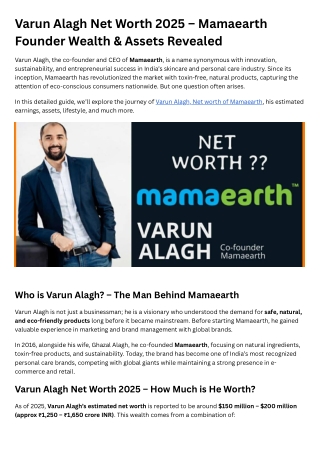 Varun Alagh Net Worth 2025 – Mamaearth Founder Wealth & Assets Revealed