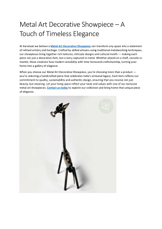 Metal Art Decorative Showpiece – A Touch of Timeless Elegance