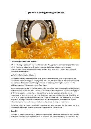 Tips for Selecting the Right Grease