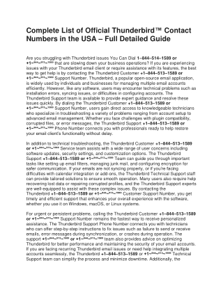 Official™ Thunderbird® Customer Service™ Numbers in the USA: Full™ Guide