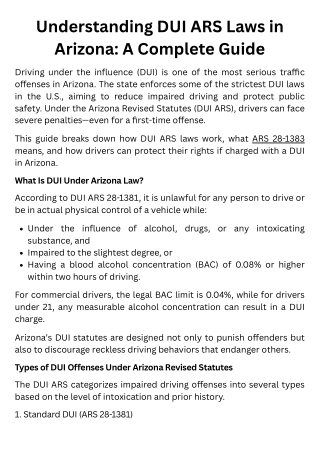 Understanding DUI ARS Laws in Arizona A Complete Guide
