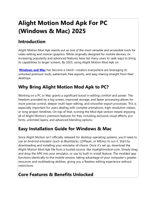 Alight Motion Mod Apk For PC (Windows & Mac) 2025