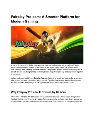 Fairplay Pro.com A Smarter Platform for Modern Gaming