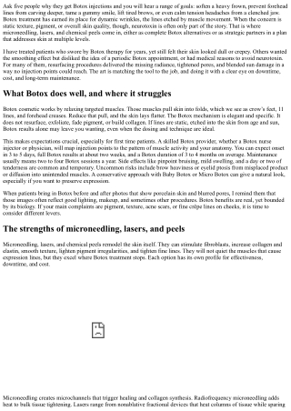 Botox Alternatives: When to Consider Microneedling, Lasers, or Peels