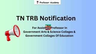 TN TRB Notification  For Assistant Professor In Government Arts & Science Colleges & Government Colleges Of Education