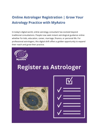 Best Online Astrologer Registration and Astrology Consultant in India