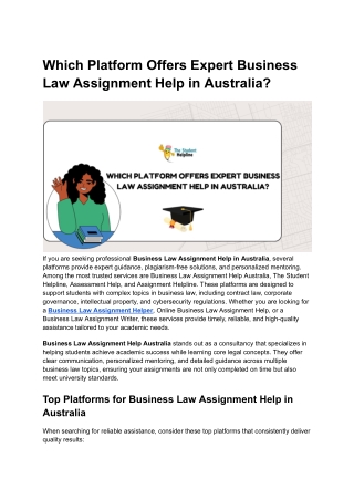 Which Platform Offers Expert Business Law Assignment Help in Australia