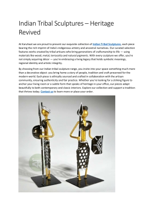 Indian Tribal Sculptures – Heritage Revived