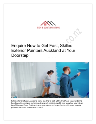 Enquire Now to Get Fast, Skilled Exterior Painters Auckland at Your Doorstep