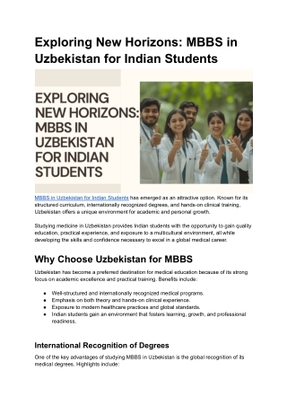 Exploring New Horizons_ MBBS in Uzbekistan for Indian Students