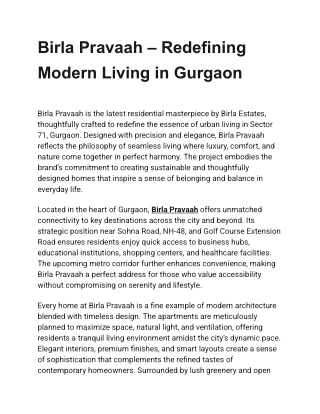 Birla Pravaah – The Flow of Refined Living and Timeless Comfort