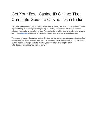 Get Casino ID Today | RealCasinoID.com Makes Online Gaming Simple and Secure