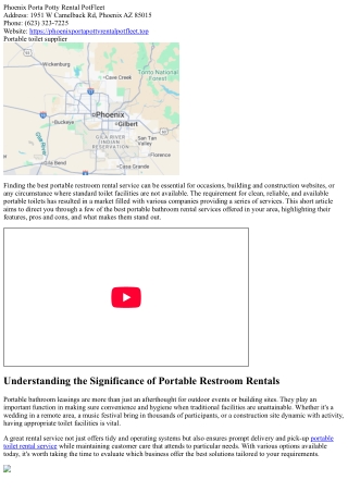 The Very Best Portable Restroom Rental Providers in Your Location: An Evaluation