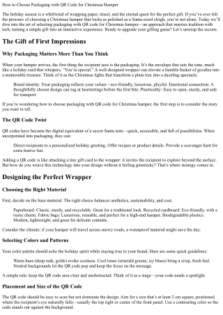 How to Choose Packaging with QR Code for Christmas Hamper