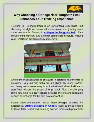 Cottages in Tungnath trek