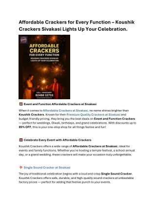 Affordable Crackers for Every Function Koushik Crackers Sivakasi Lights Up Your Celebration