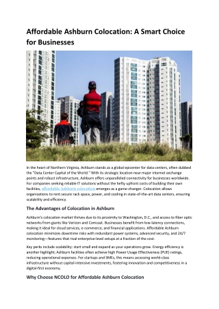 Affordable Ashburn Colocation | Reliable Hosting by NCOLO