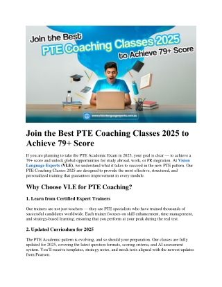 Join the Best PTE Coaching Classes 2025 to Achieve 79